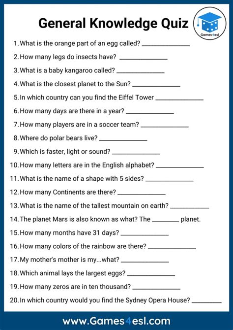 quizys|50 general knowledge quiz questions.